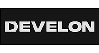 Das Bild zeigt das Wort DEVELON in fetten, weißen Großbuchstaben auf einem schwarzen, rechteckigen Hintergrund.